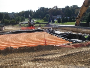 drainage pipes under turf field