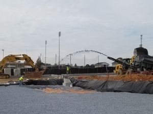 stone in over drainage for athletic field