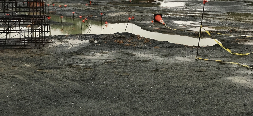 rainy muddy job site