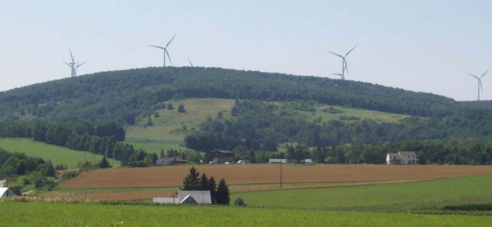 Landscape view of the Allegheny Ridge Wind Farm