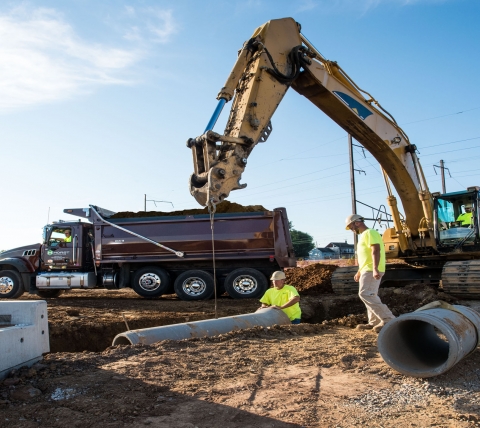 installation of drainage pipe on middletown roadway project