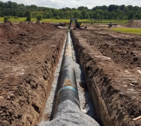 installation of utilities on construction site