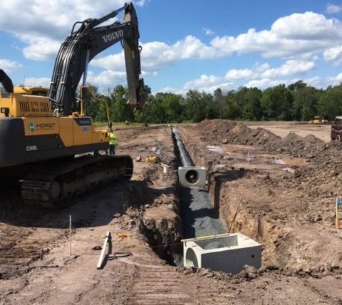 installation of utilities on construction site