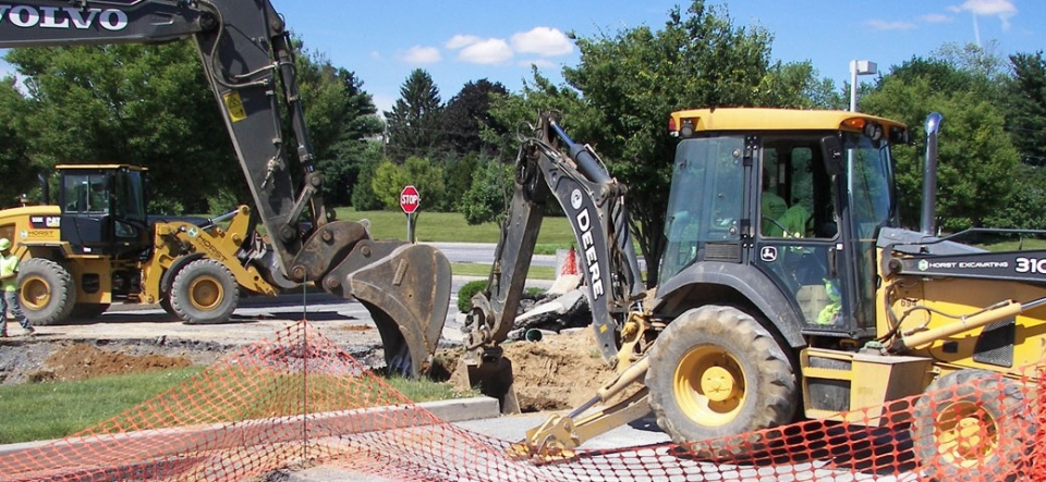 horst excavating equipment doing site work