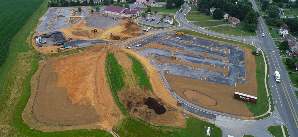 large site preparation and parking lot for church construction in lancaster county pa