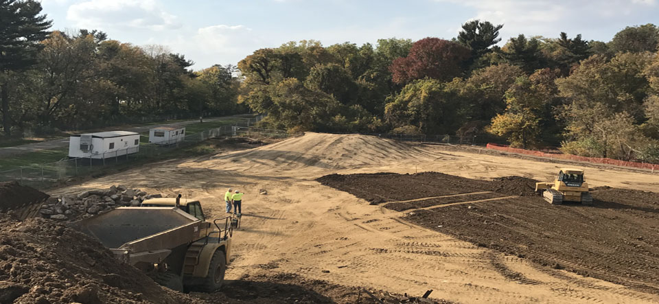 excavating equipment doing site work at lancaster water bureau