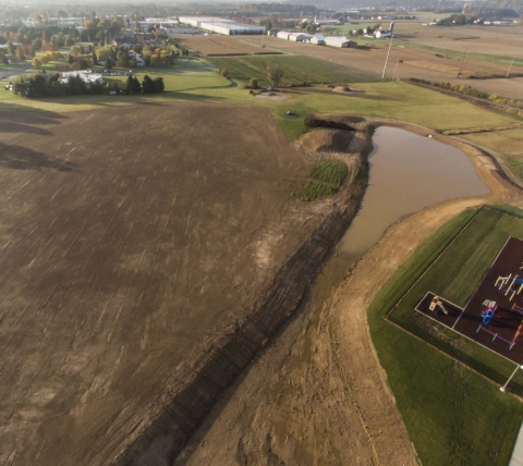 retainage pond at new school in lancaster county pa