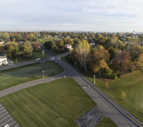 entrance street and infrastructure at new school