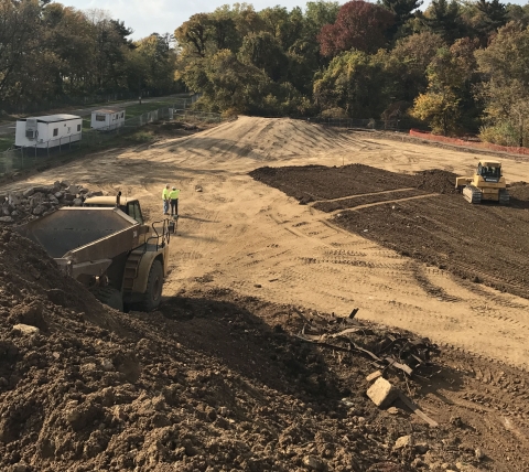 excavating equipment doing site work at lancaster water bureau