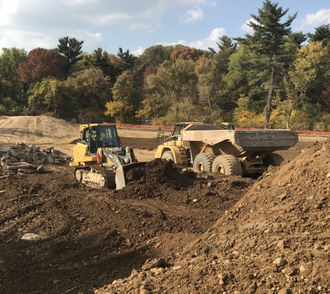 excavating equipment doing site work at lancaster water bureau