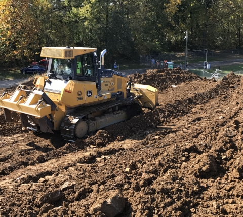 excavating equipment doing site work at lancaster water bureau