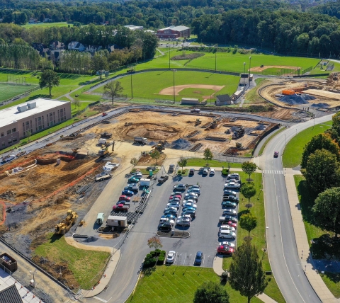 site work for school parking lot expansion