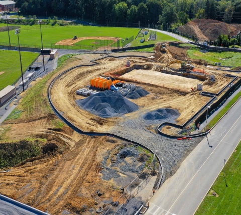 site work for school parking lot expansion