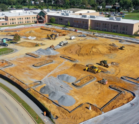 site work for school parking lot expansion