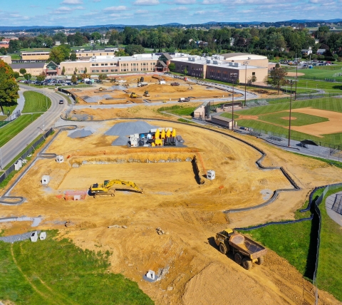 site work for school parking lot expansion