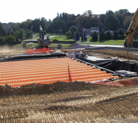 parking lot construction drainage installation