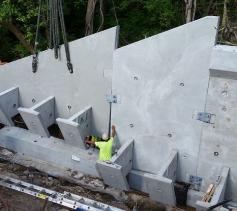 schuylkill river west trail cement wall installation