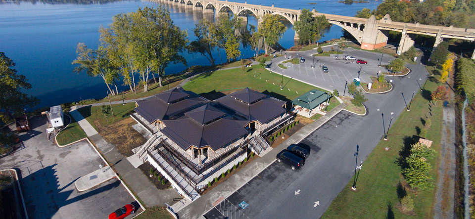 aerial of completed columbia river park