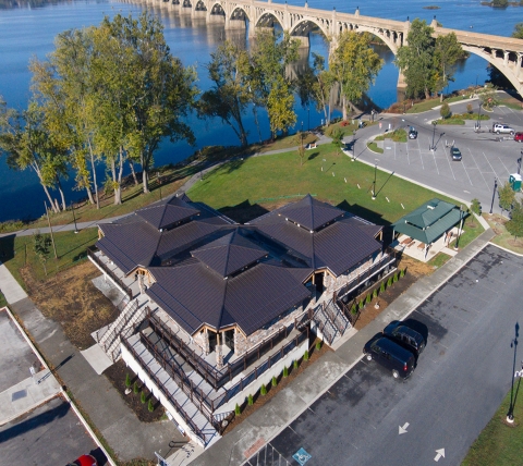 aerial of completed columbia river park
