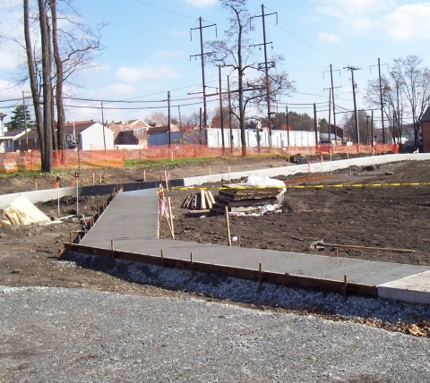 in progress sidewalk at columbia river park