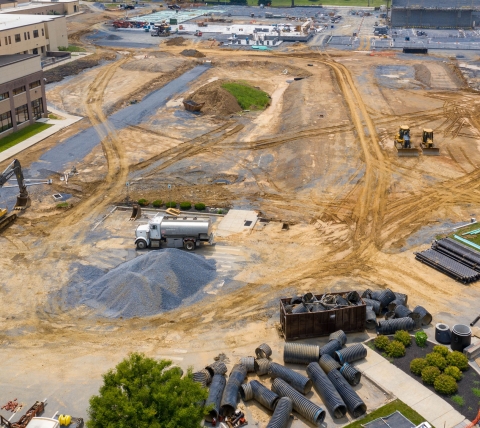 in-progress school foundation and utilities