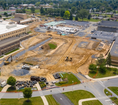 in-progress school foundation and utilities