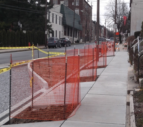 completed sidewalk installation in lancaster city