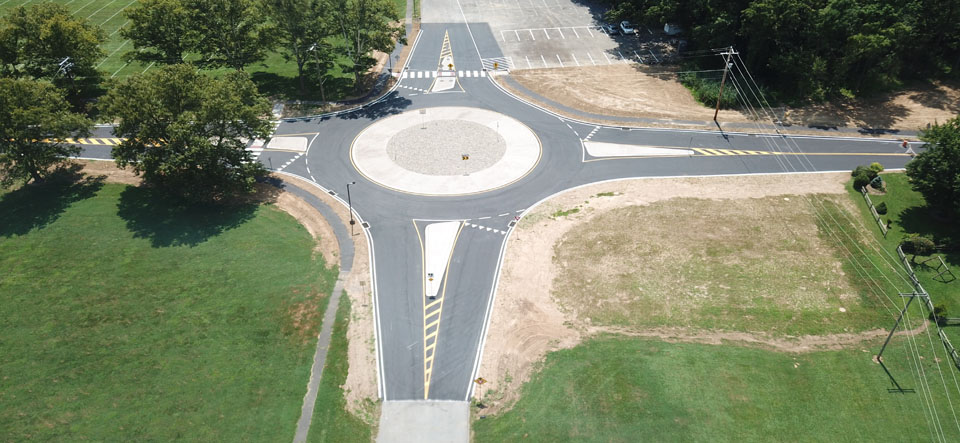 aerial of completed traffic circle