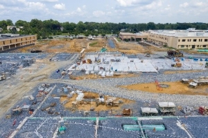 aerial shot of construction site