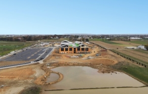aerial shot of construction site