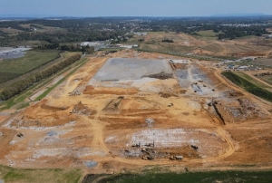aerial view of large construction site