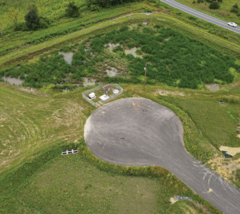 aerial view of construction site prepped for industrial buildings