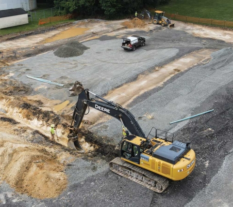 aerial image of school under construction