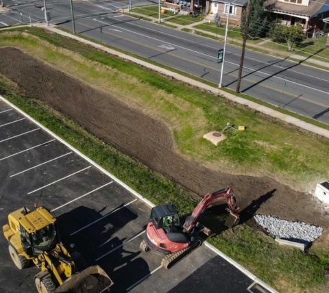 stormwater management near parking lot