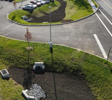 stormwater management near parking lot