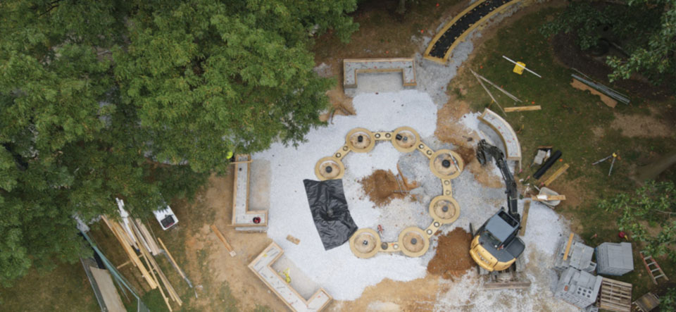 aerial of veterans memorial park construction