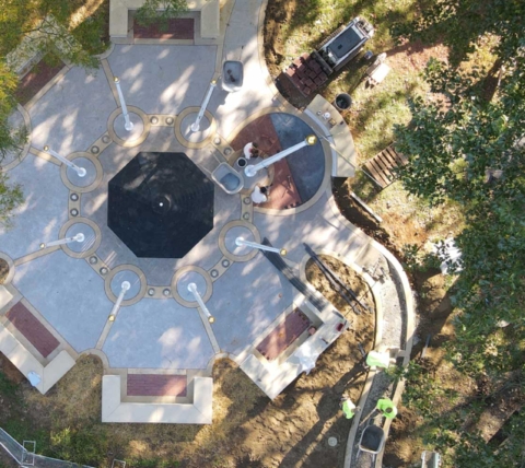 aerial of veterans memorial park construction