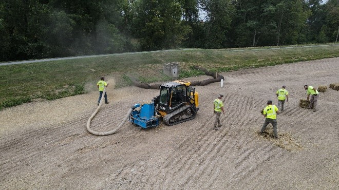 seed planting stormwater basin