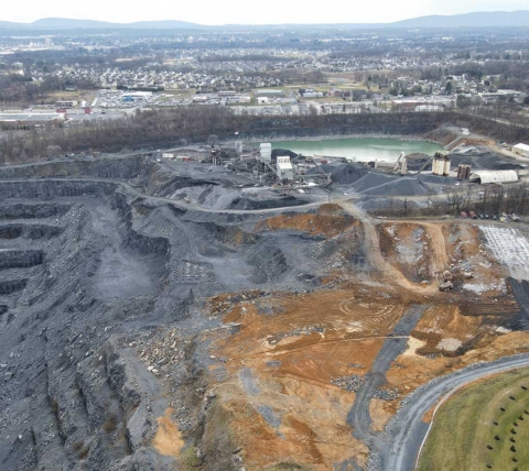 aerial of quarry expansion excavation