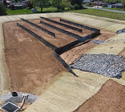 large stormwater management system for apartment complex